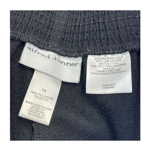 Alfred Dunner Pants Women 14 Black 100% Polyester Elastic Waist Straight Leg - Picture 2 of 6